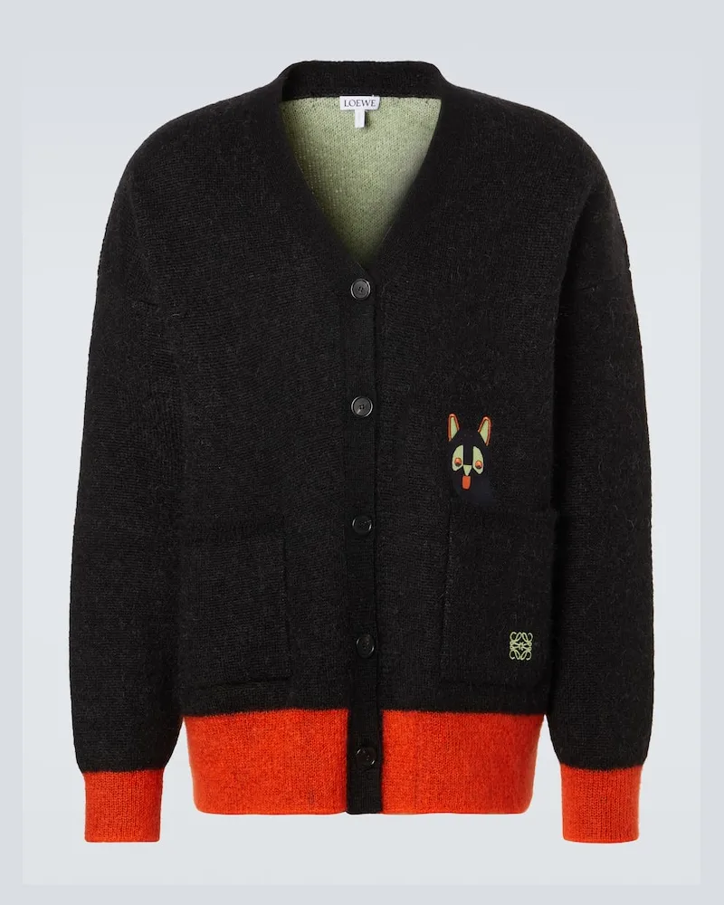 Loewe X Louis Wain Cardigan aus einem Mohairgemisch Schwarz