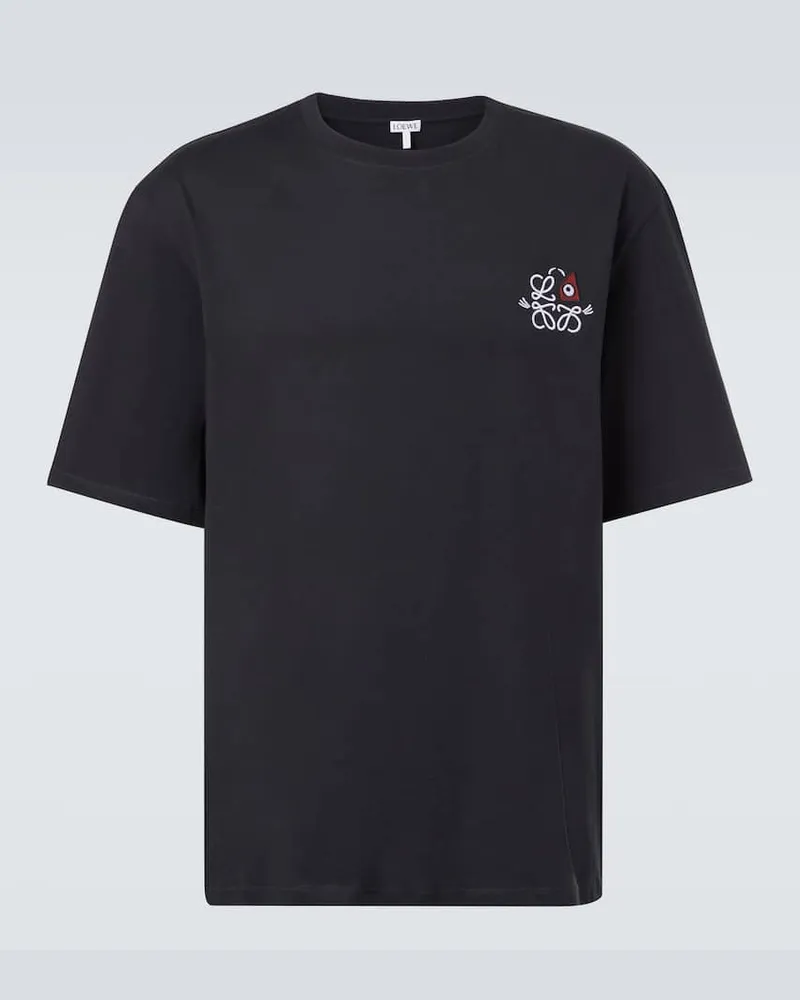 Loewe X Louis Wain T-Shirt aus Baumwoll-Jersey Blau