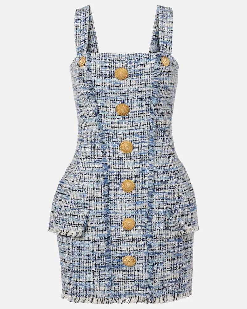 Balmain Minikleid aus Tweed Blau