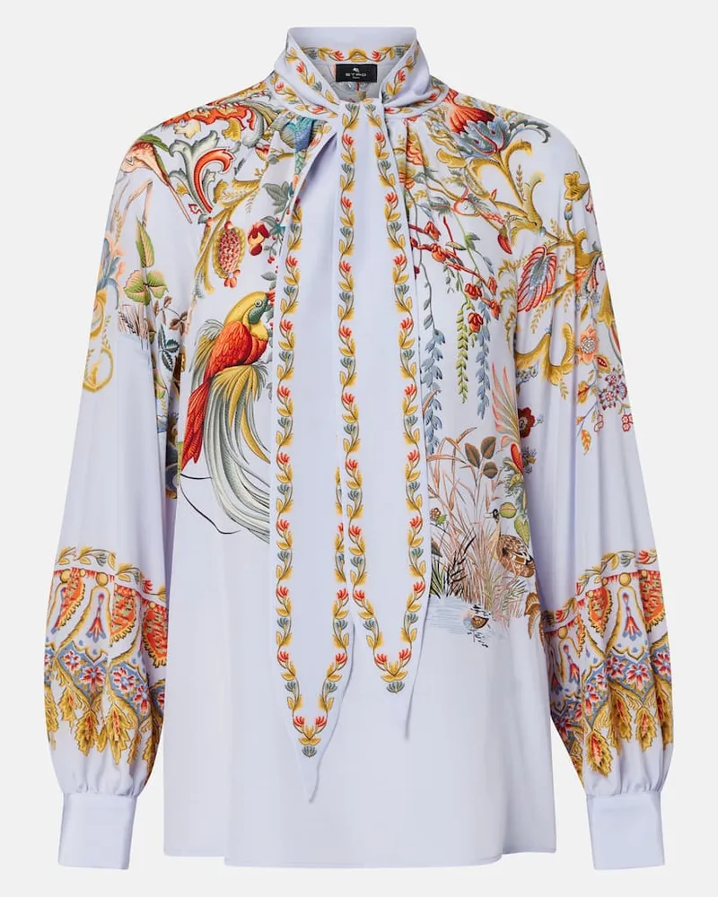 Etro Schluppenbluse aus Seide Blau
