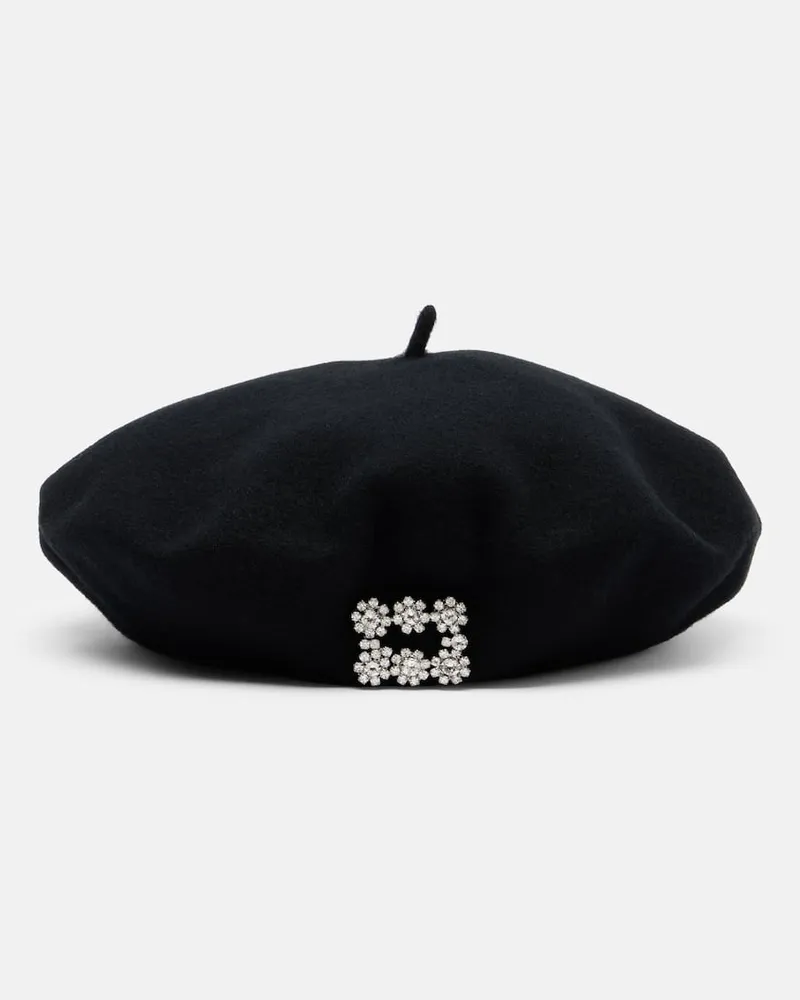 Roger Vivier Barett aus Wolle mit Kristallen Schwarz