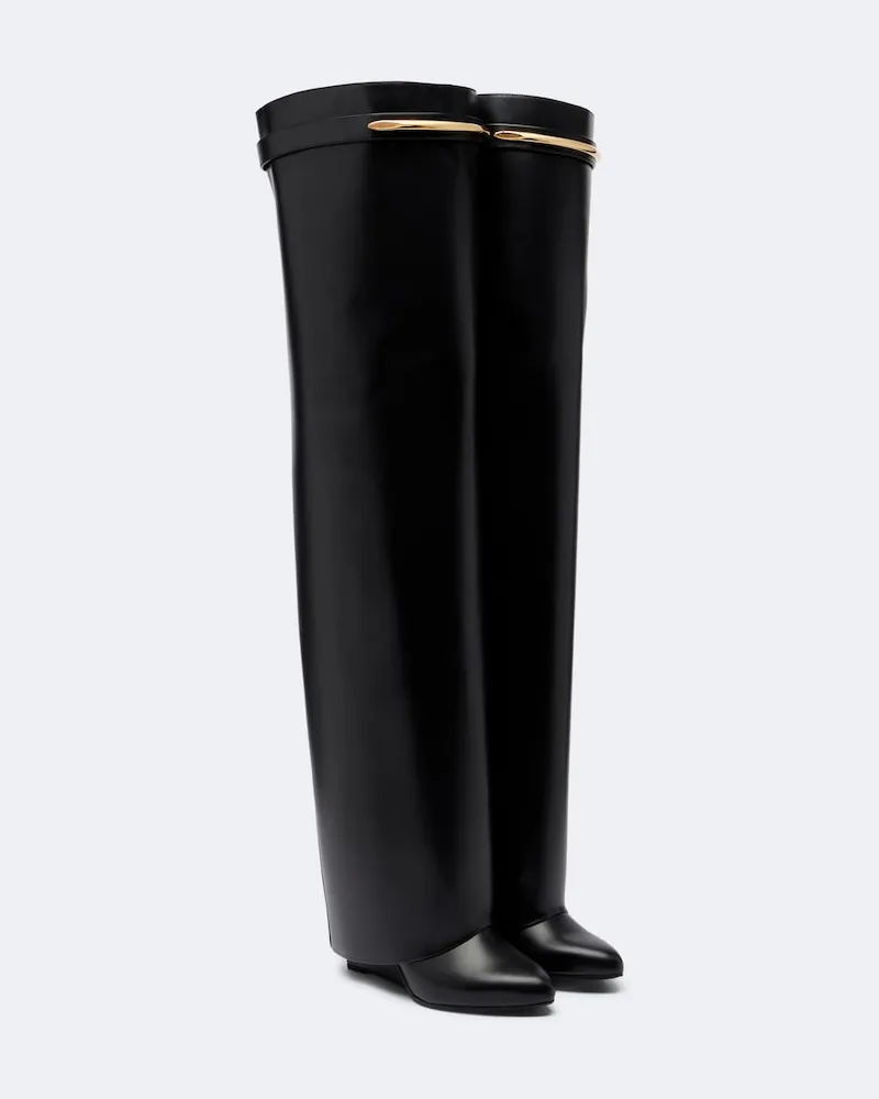 Givenchy Overknee-Stiefel Shark Pinch aus Leder Schwarz