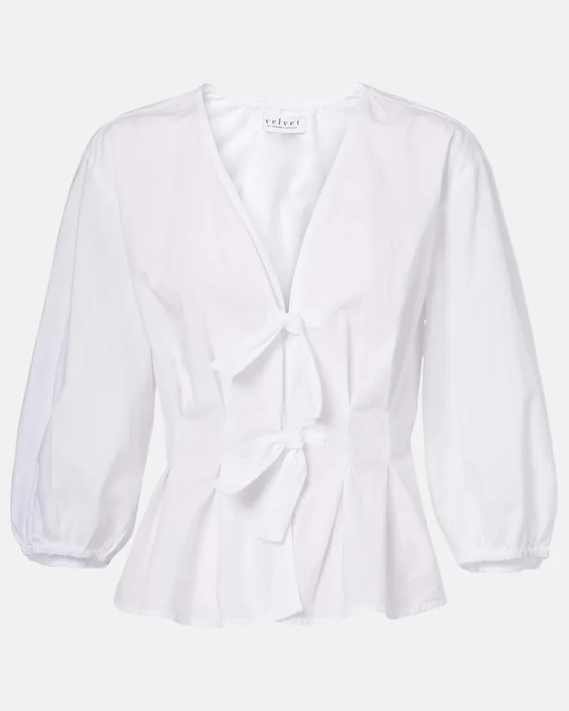 Velvet Bluse Riri aus Baumwollpopeline Weiß