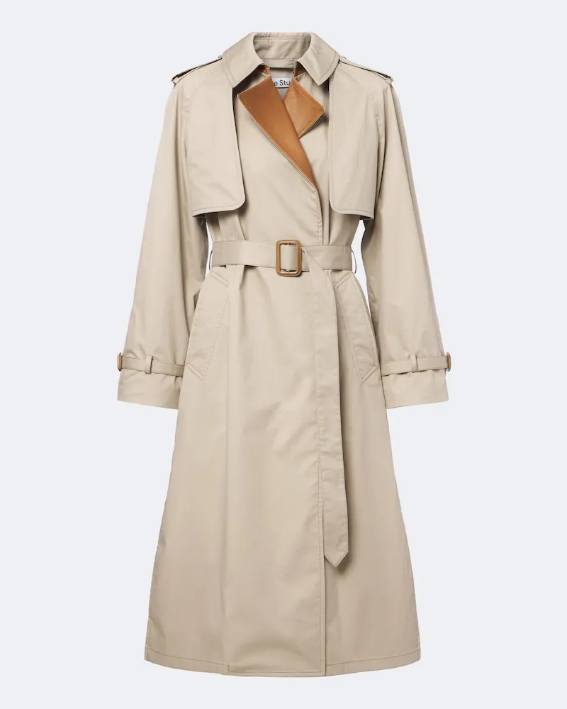 Acne Studios Trenchcoat aus Baumwoll-Twill mit Leder Beige