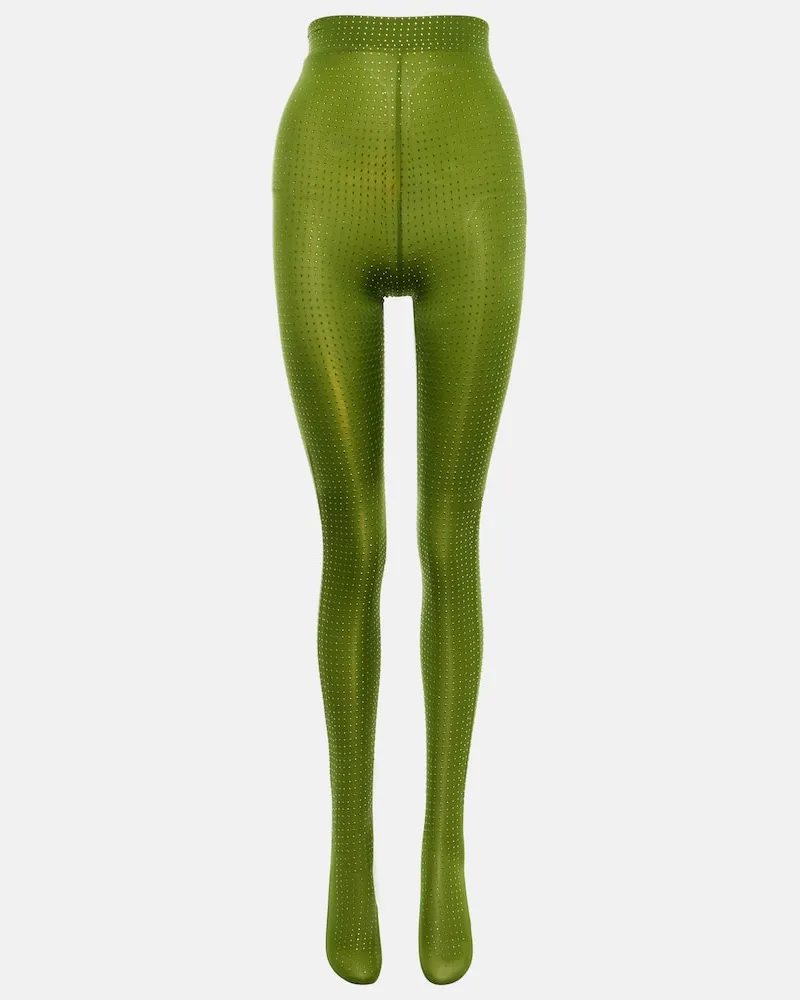 Alex Perry Verzierte Strumpfhose aus Jersey Grün