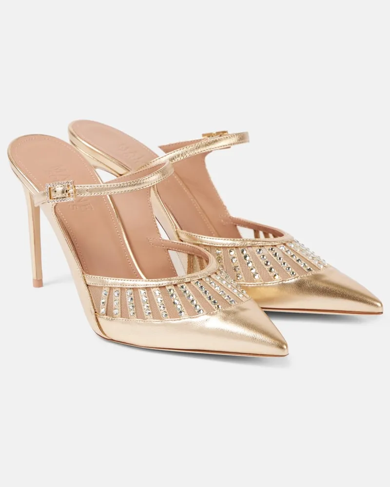 Malone Souliers Verzierte Mules Bardot 90 aus Metallic-Leder Gold