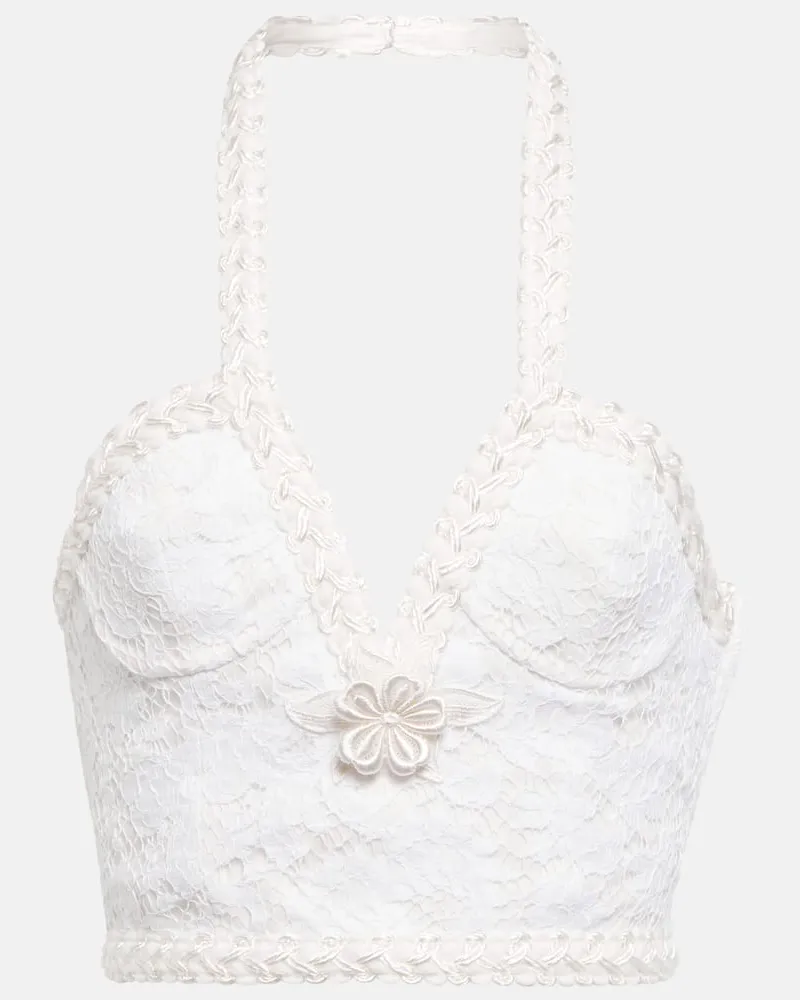 Alessandra Rich Bustier-Top aus Spitze Weiß