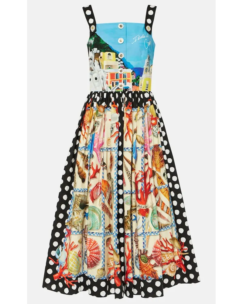 Dolce & Gabbana Bedrucktes Midikleid Capri aus Baumwolle Multicolor