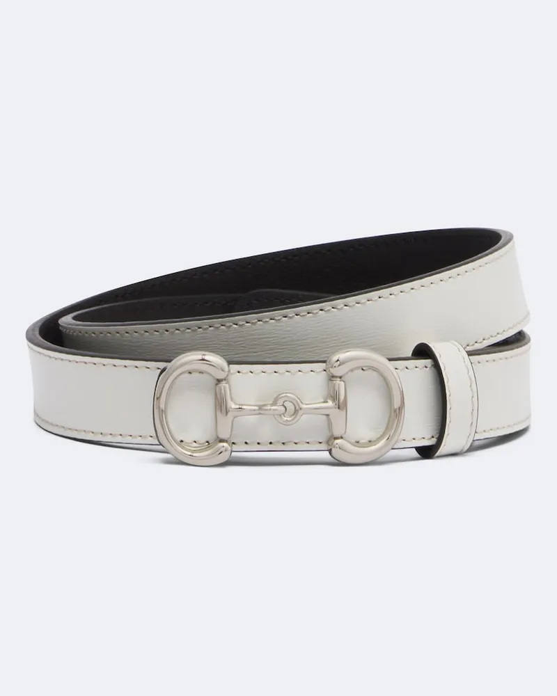 Gucci Gürtel Horsebit aus Leder Weiß