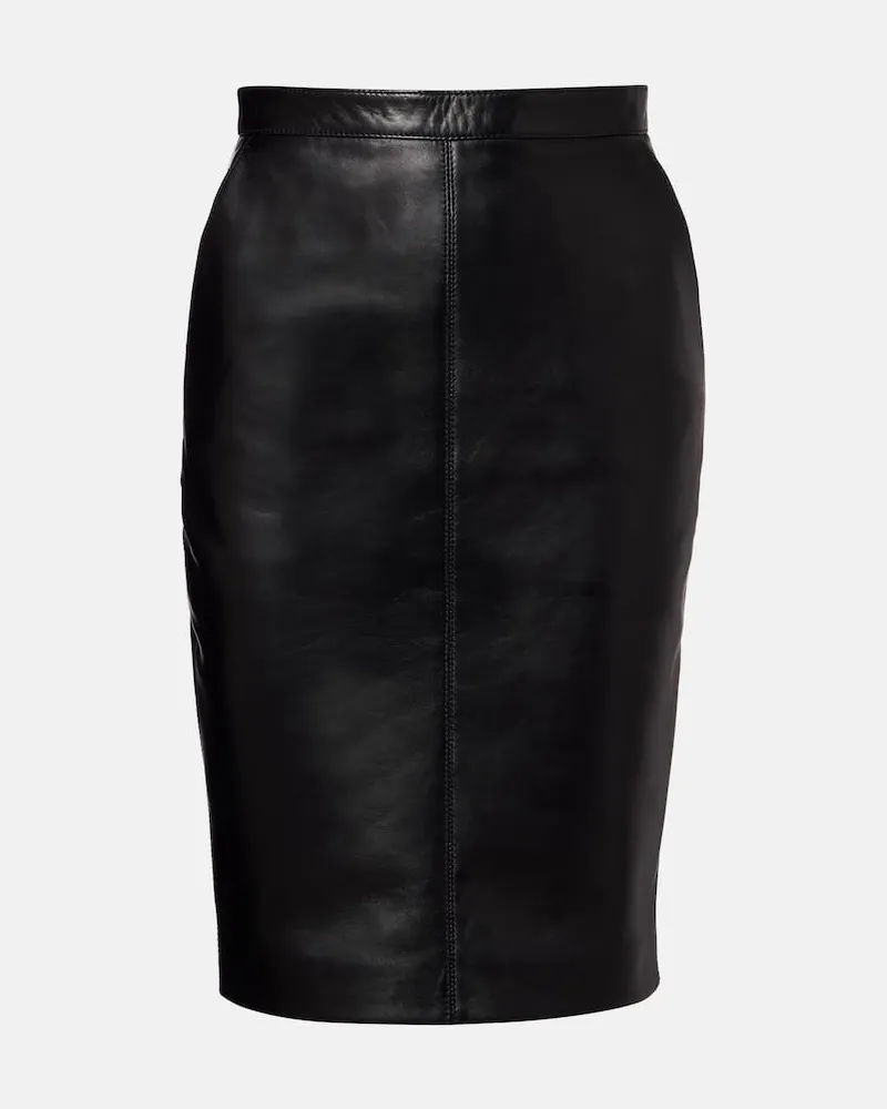 Saint Laurent High-Rise-Minirock aus Leder Schwarz
