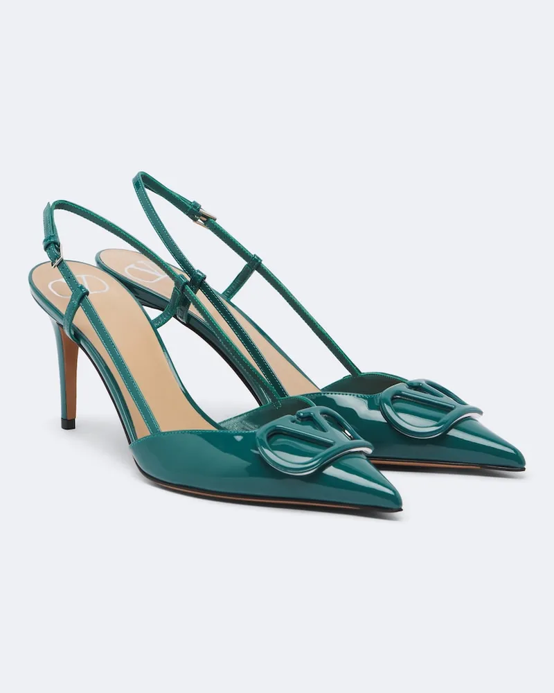 Valentino Garavani Slingback-Pumps VLogo Signature aus Lackleder Blau