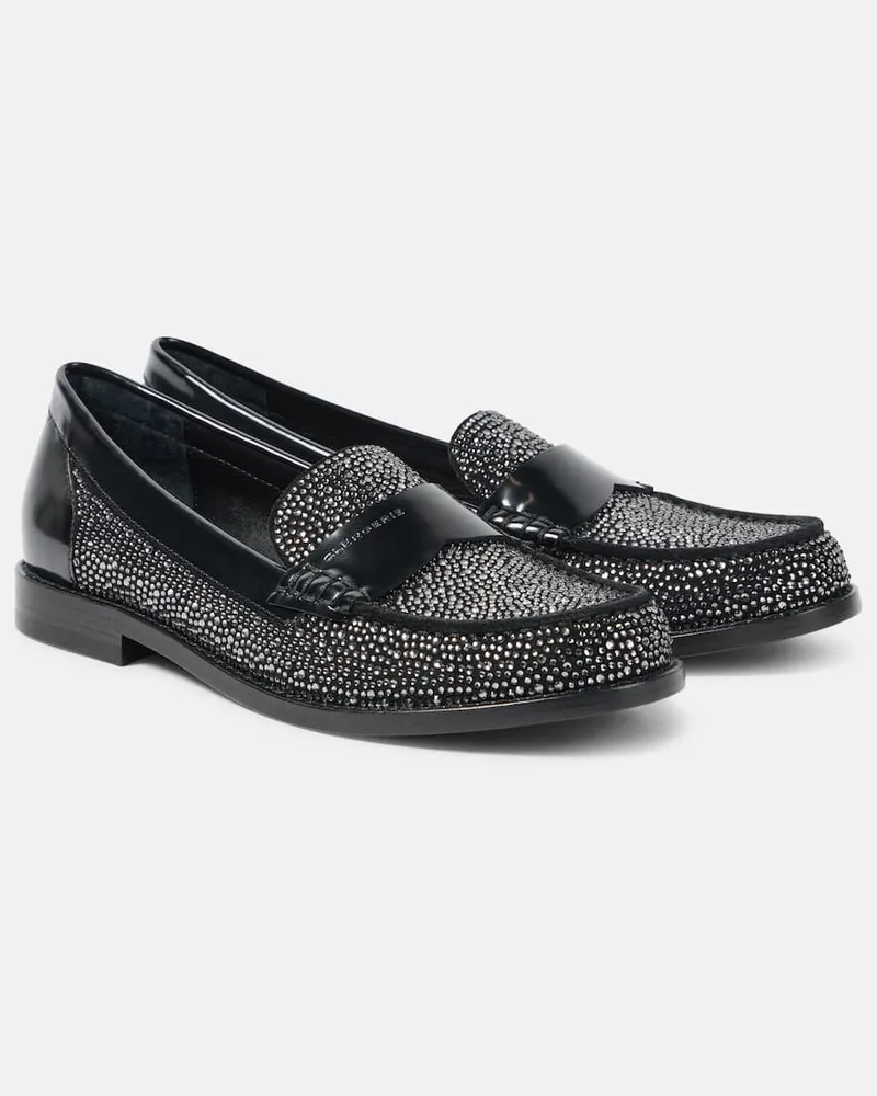 Robert Clergerie Loafers Roy aus Leder mit Kristallen Schwarz