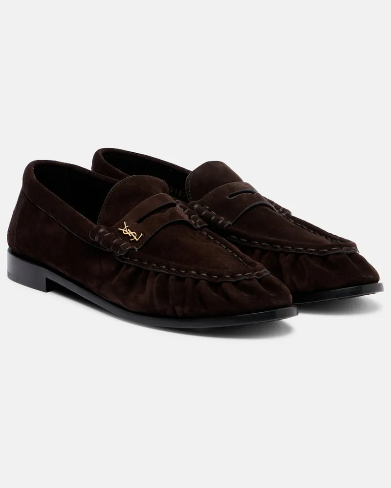 Saint Laurent Loafers Le Loafer Cassandre aus Veloursleder Braun
