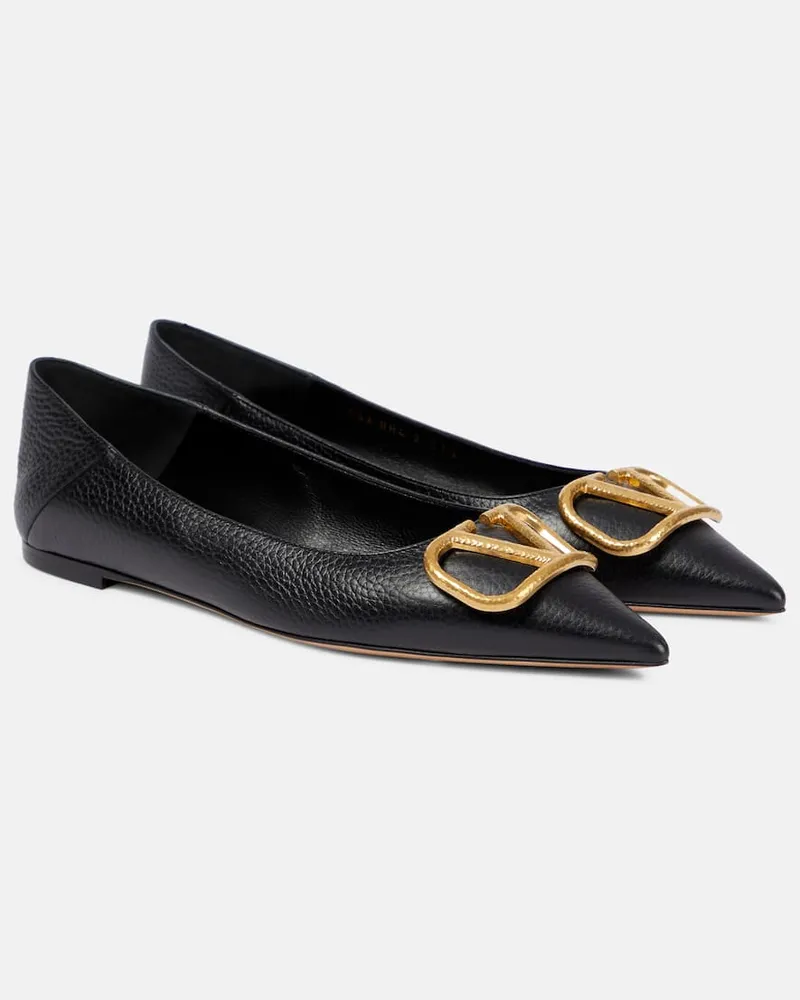 Valentino Garavani Ballerinas VLogo Signature aus Leder Schwarz