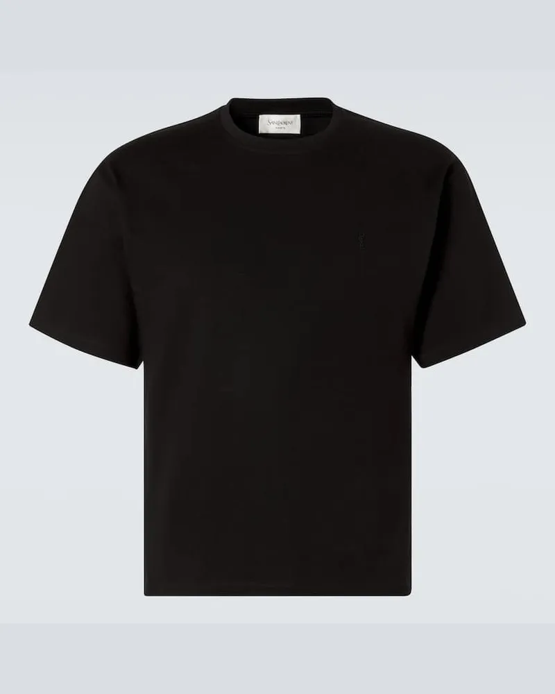 Saint Laurent T-Shirt aus Baumwoll-Jersey Schwarz