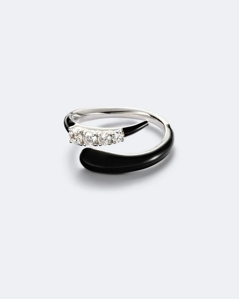 Nikos Koulis Ring Oui aus 18kt Weißgold mit Diamanten Silber