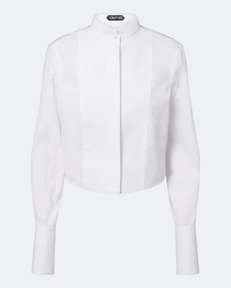 Tom Ford Cropped-Hemd aus Baumwoll-Popeline Weiß