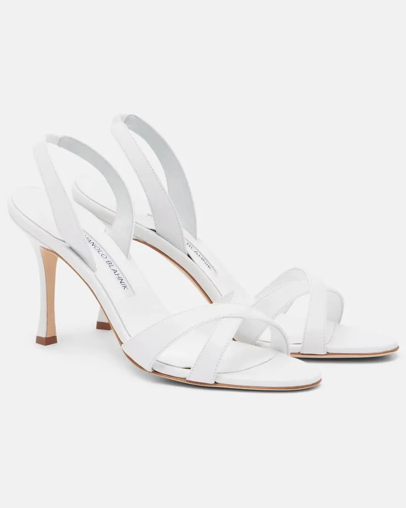 Manolo Blahnik Slingback-Sandalen Callasi aus Leder Weiß