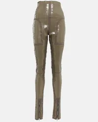 Rick Owens Leggings Dirt Waist mit Pailletten Beige