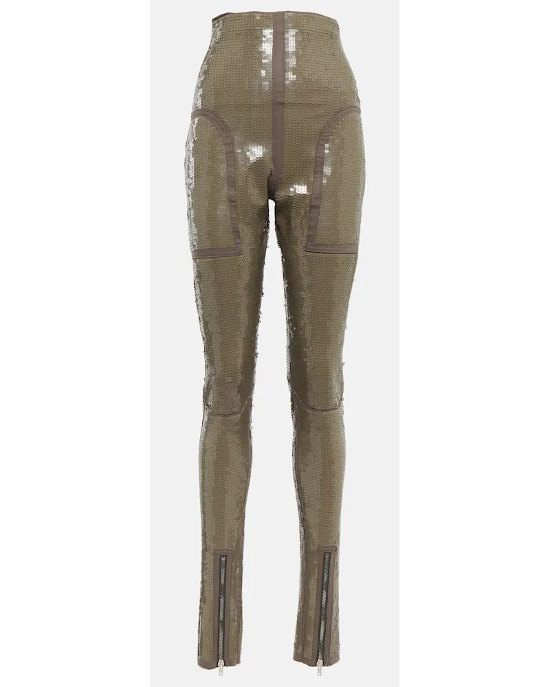 Rick Owens Leggings Dirt Waist mit Pailletten Beige
