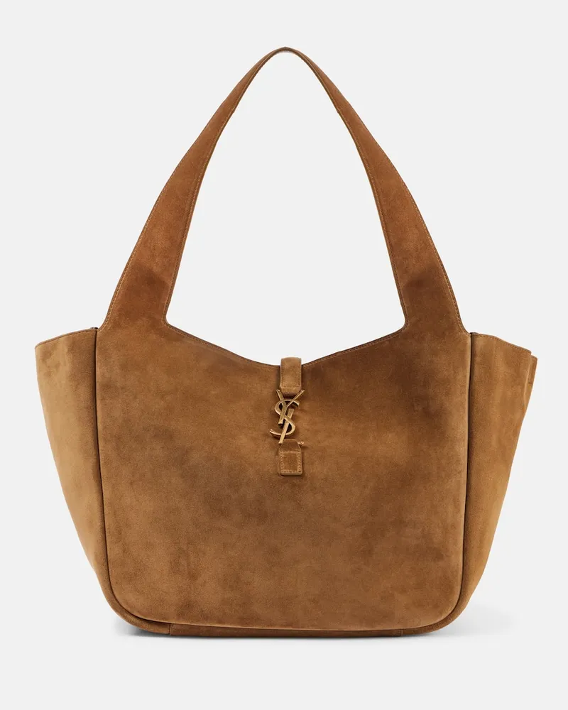 Saint Laurent Tote Bag Le 5 à 7 Bea aus Veloursleder Braun