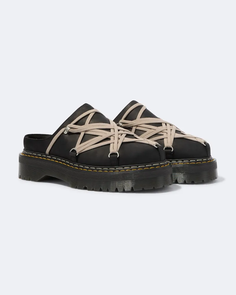 Rick Owens X Dr. Martens Mules Quad aus Leder Schwarz