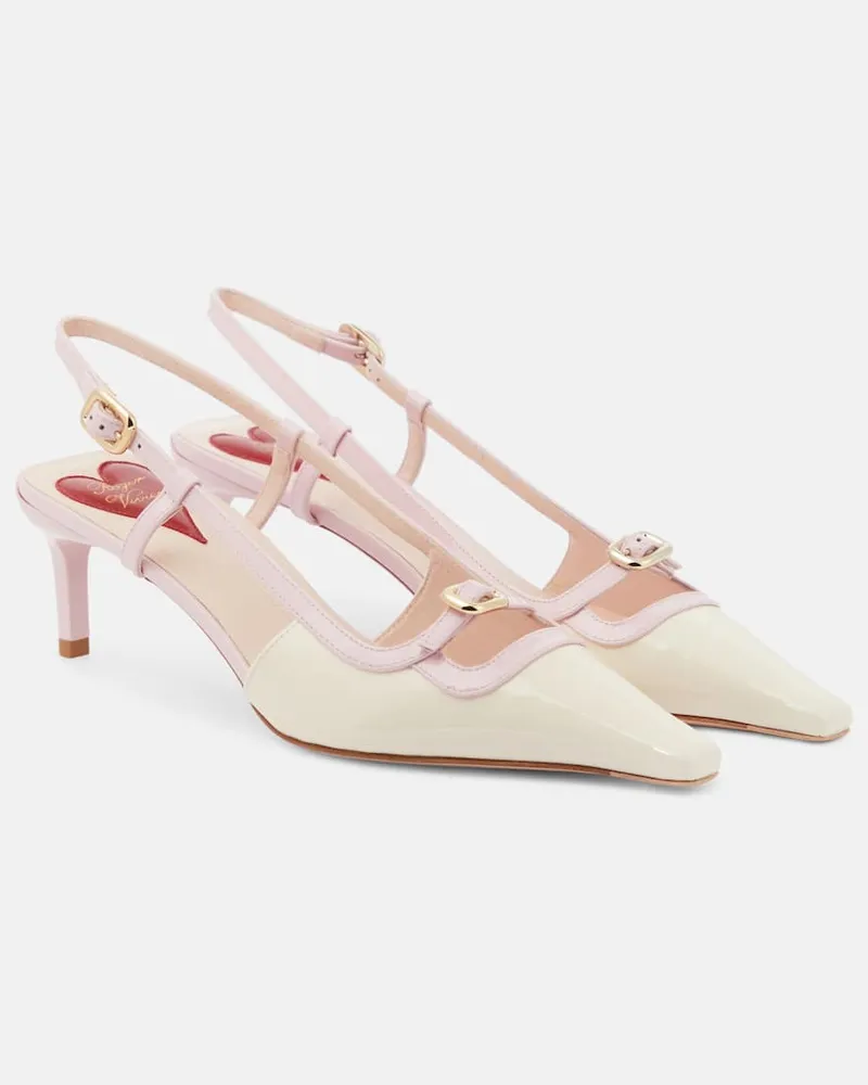 Roger Vivier Slingback-Pumps Vivâ Canard aus Lackleder Weiã
