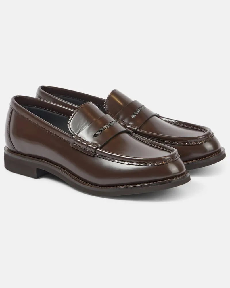 Brunello Cucinelli Loafers Monili aus Leder Blau