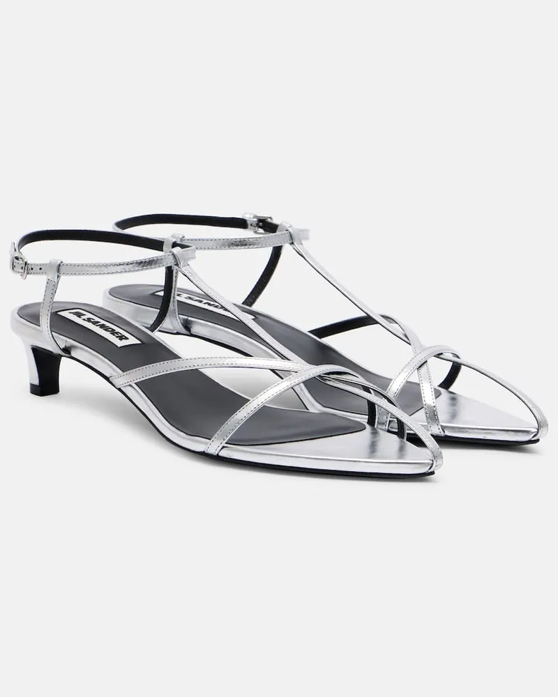 Jil Sander Sandalen aus Metallic-Leder Silber