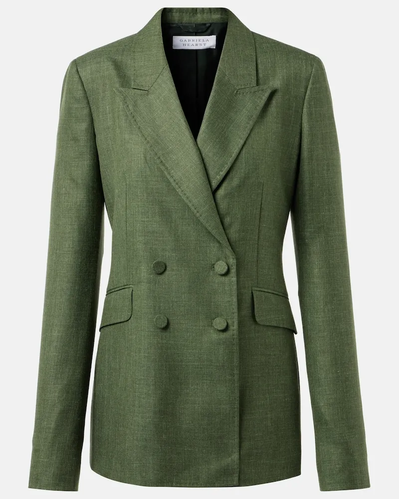 Gabriela Hearst Blazer Angela aus Wolle, Seide und Leinen Grã¼n