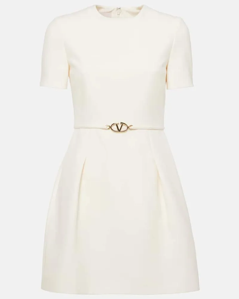 Valentino Garavani Minikleid VLogo Signature aus Crepe Couture Weiß
