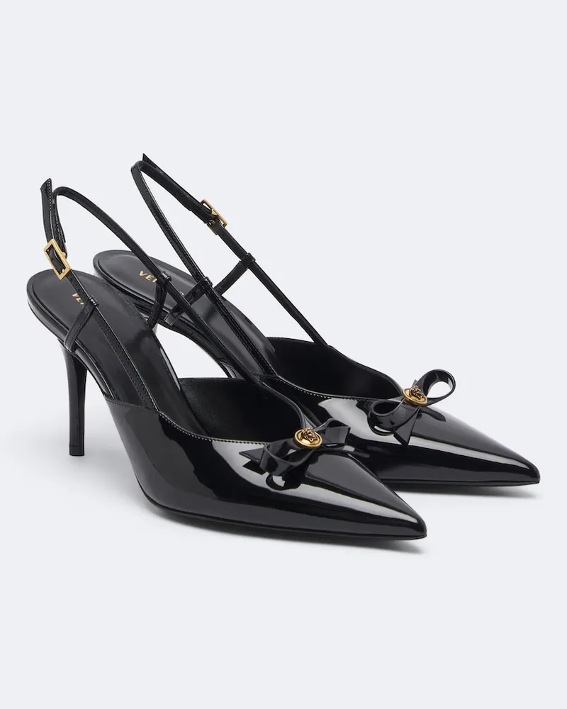 Versace Slingback-Pumps Medusa aus Lackleder Schwarz