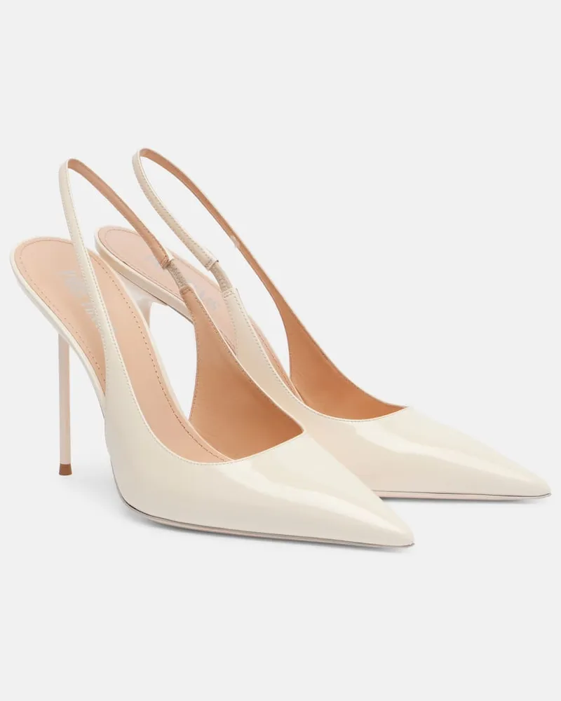 Paris Texas Bridal Slingback-Pumps Lidia 105 aus Lackleder Weiß