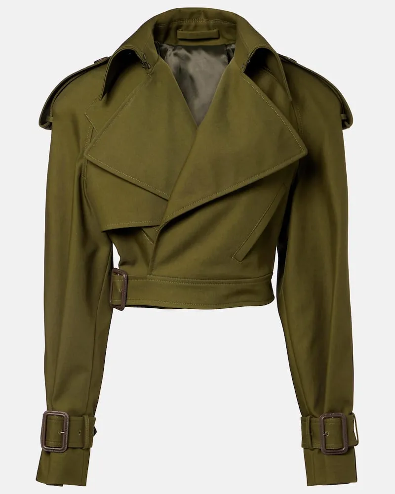 WARDROBE.NYC Cropped-Trenchcoat aus Baumwoll-Twill Grün