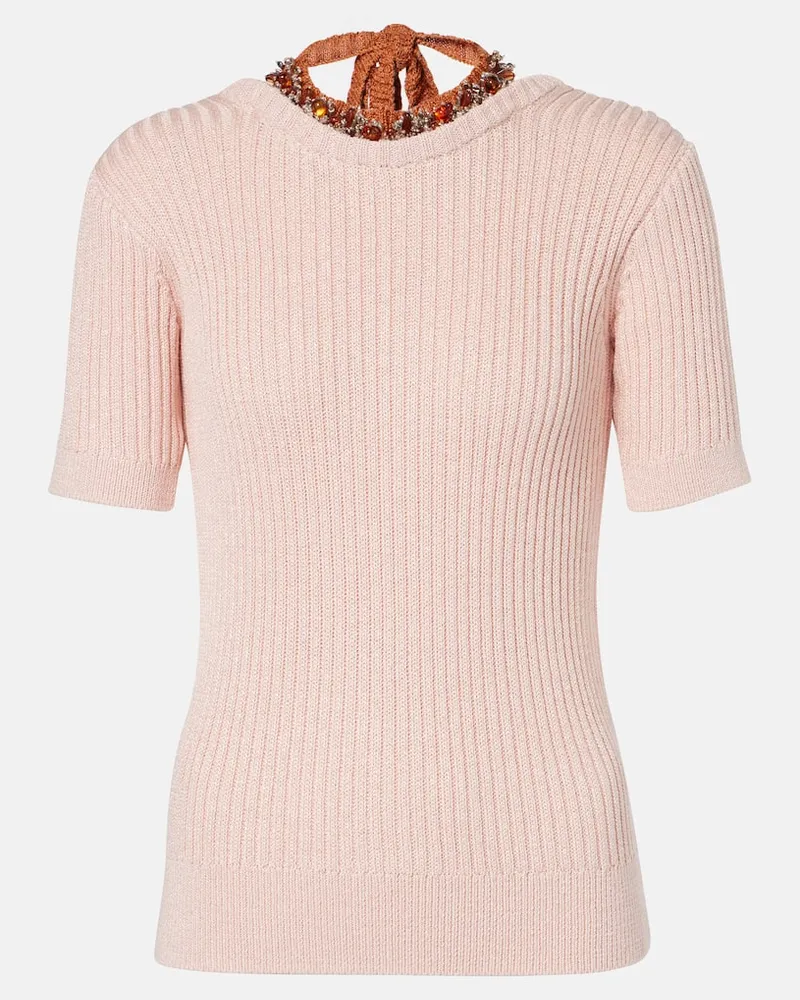 Dries van Noten Bestickter Pullover Rosa
