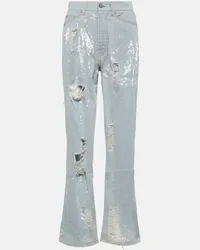 Palm Angels Straight Jeans mit Pailletten Blau