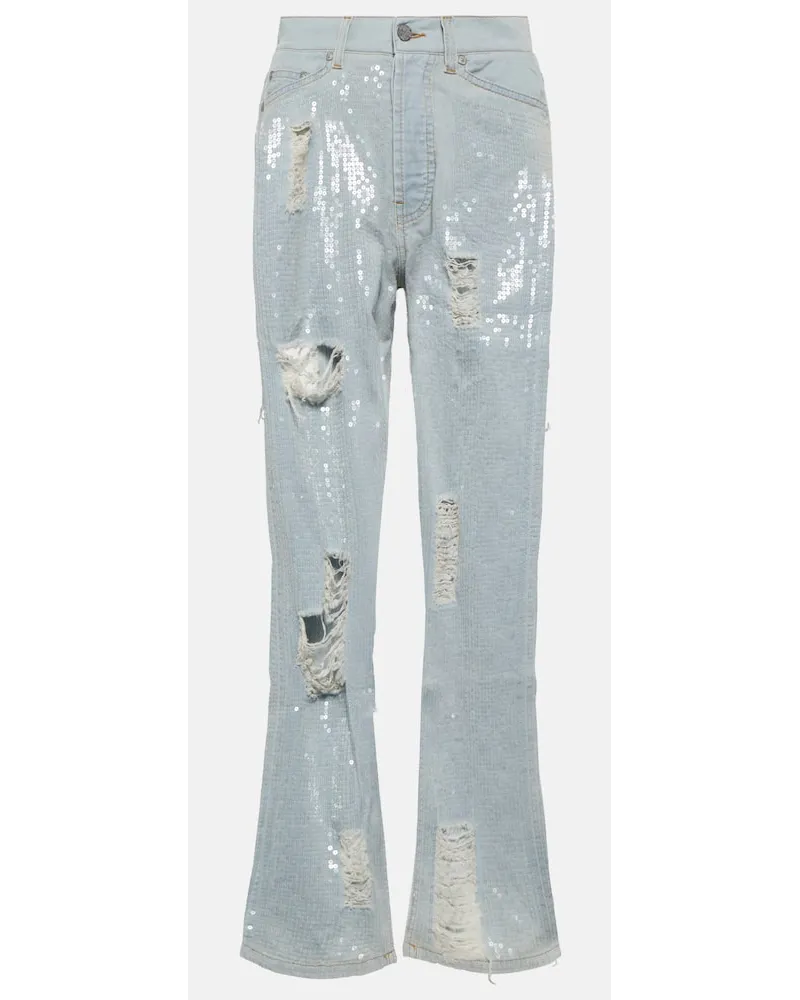 Palm Angels Straight Jeans mit Pailletten Blau