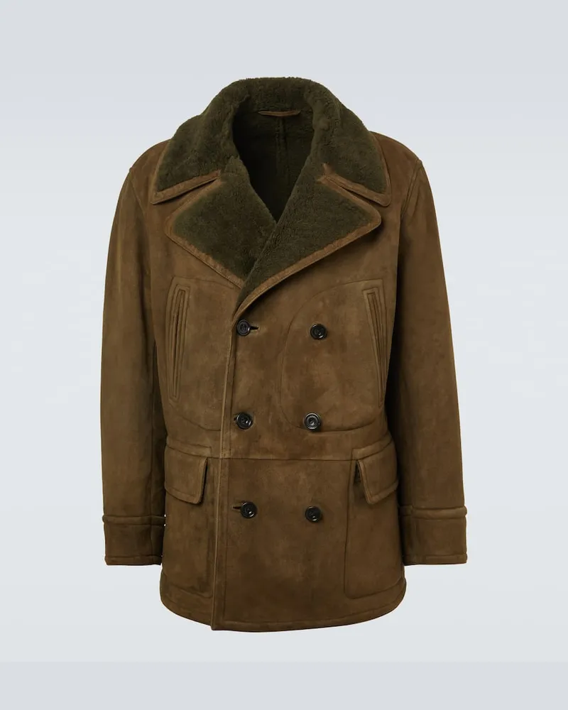 Ralph Lauren Jacke aus Veloursleder mit Shearling Braun