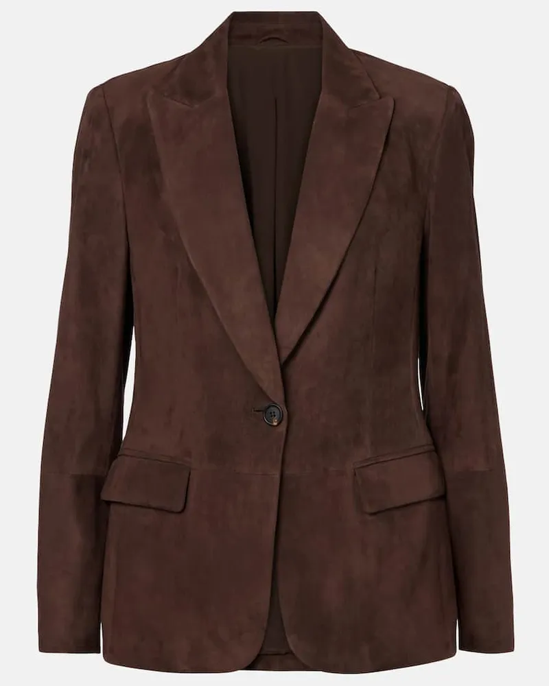Brunello Cucinelli Blazer aus Veloursleder Braun