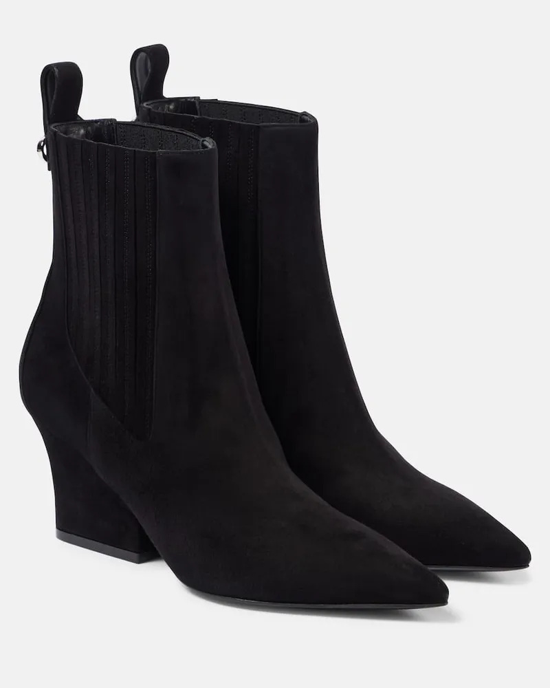 Valentino Garavani Chelsea Boots VLogo Lockette aus Veloursleder Schwarz