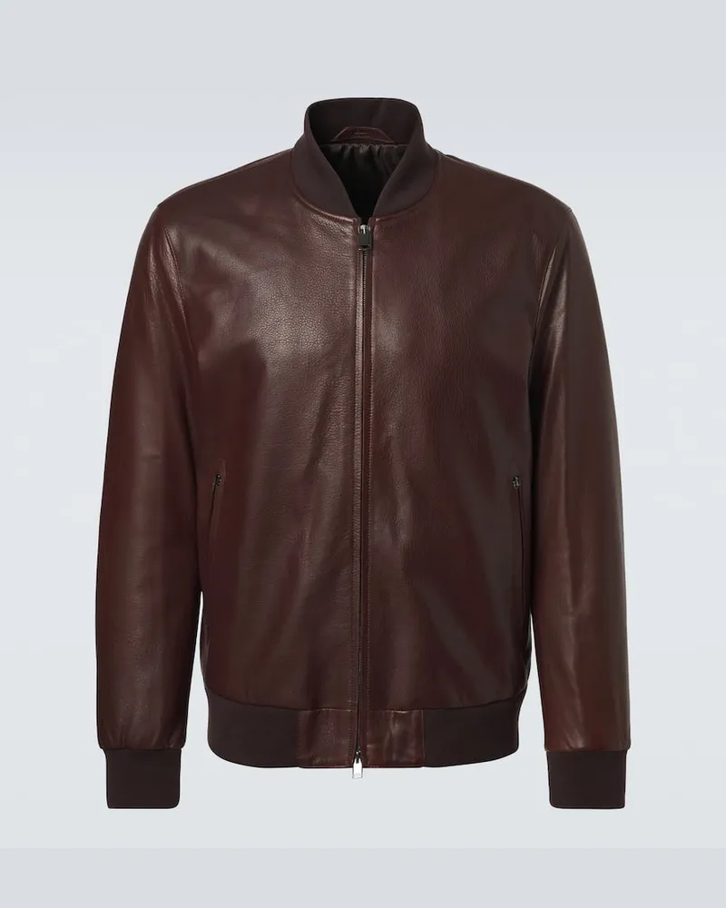Brioni Bomberjacke aus Leder Braun