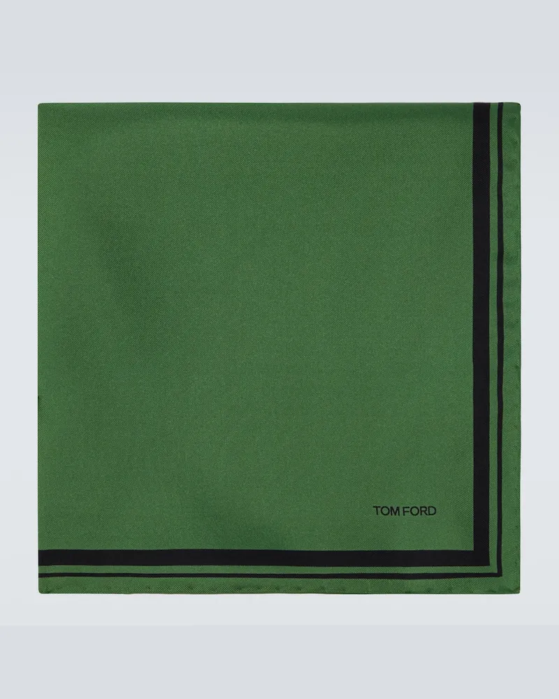 Tom Ford Bedrucktes Einstecktuch aus Seiden-Twill Grün