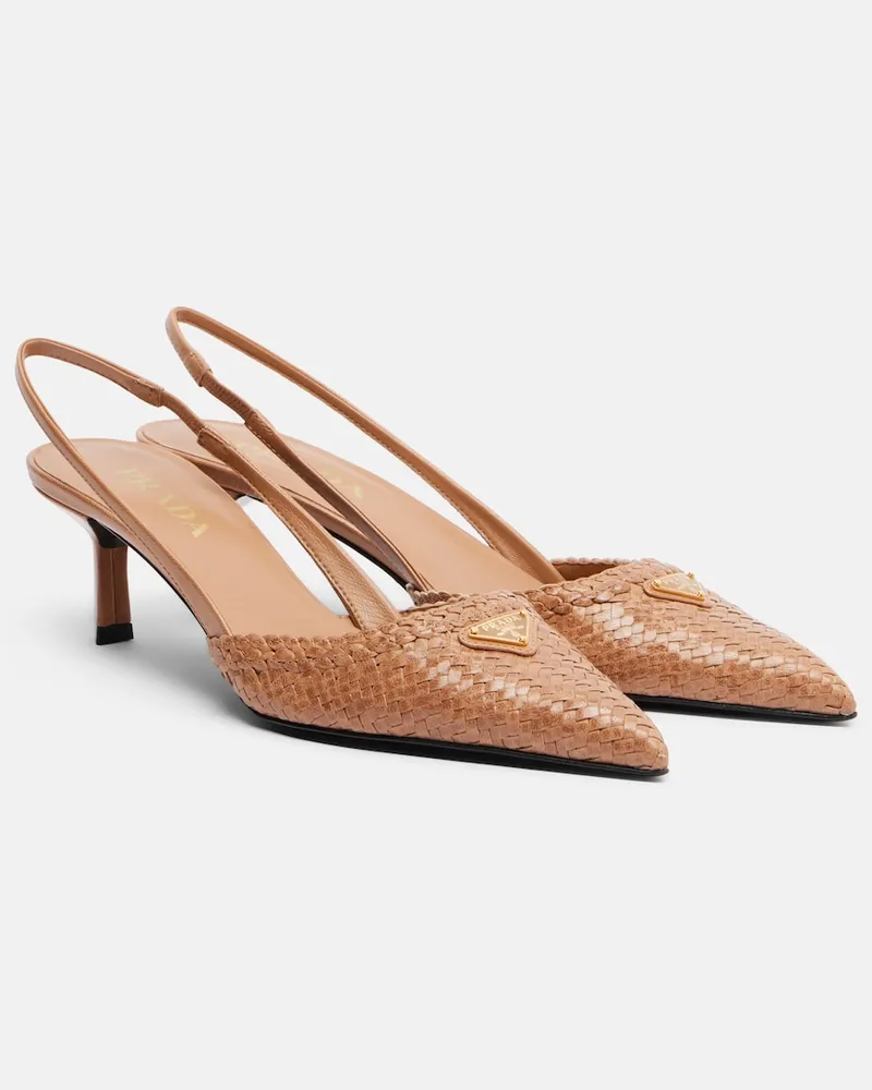 Prada Slingback-Pumps aus Leder Beige