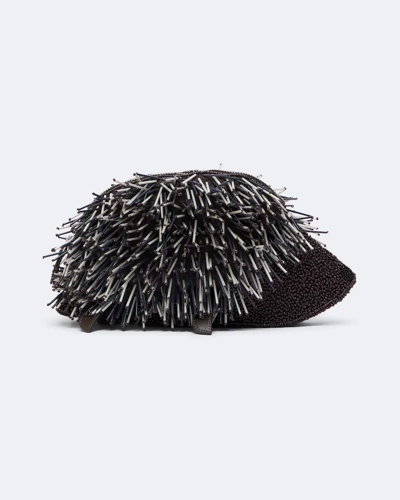 STAUD Verzierte Clutch Porcupine Braun