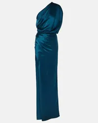 The Sei One-Shoulder-Robe aus Seidensatin Blau