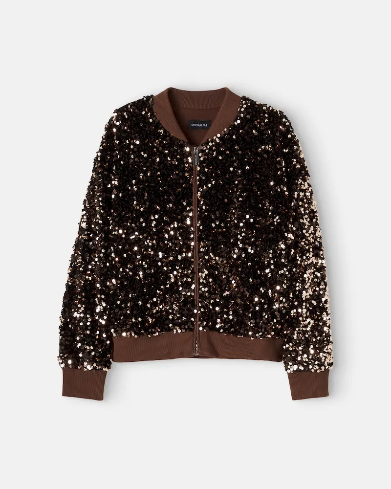 Monnalisa Jacke mit Pailletten Braun