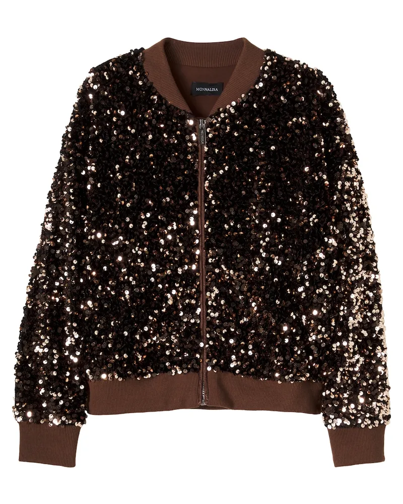 Monnalisa Jacke mit Pailletten Braun