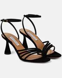 Aquazzura Sandalen Latour 75 aus Veloursleder Schwarz