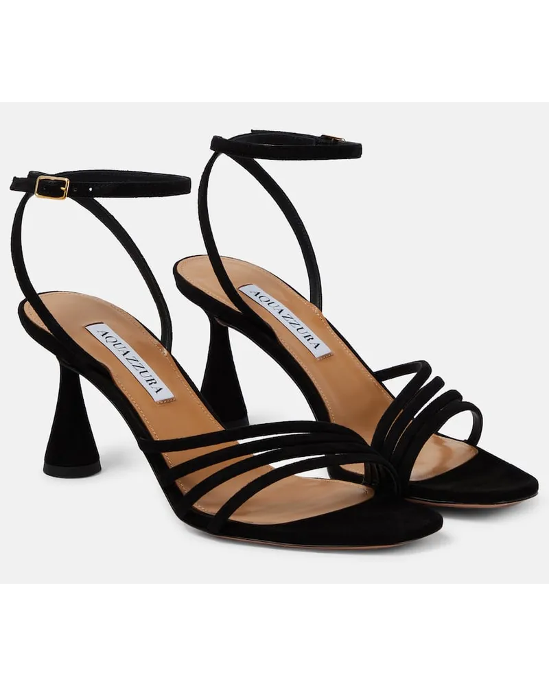 Aquazzura Sandalen Latour 75 aus Veloursleder Schwarz