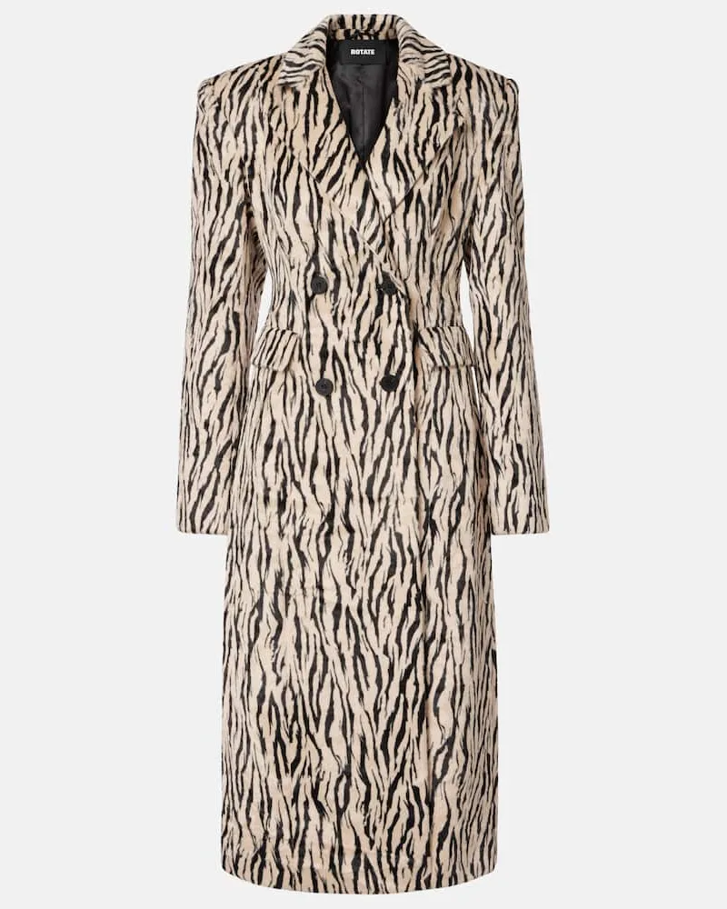 ROTATE Birger Christensen Bedruckter Mantel aus Faux Fur Multicolor